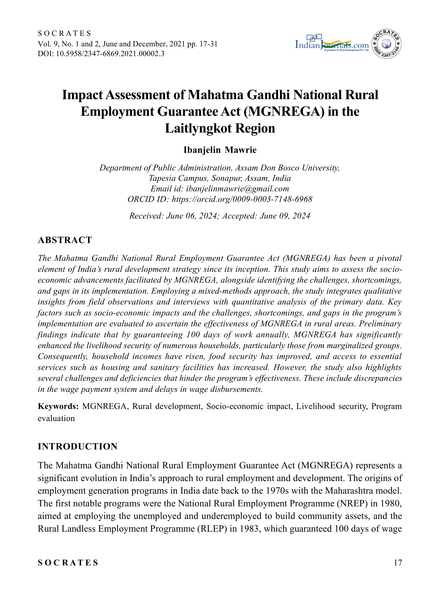 impact-assessment-mgnrega-laitlyngkot-region